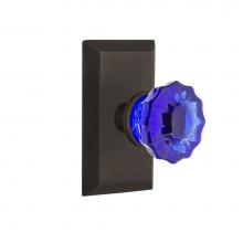 Nostalgic Warehouse 723601 - Nostalgic Warehouse Studio Plate Double Dummy Crystal Cobalt Glass Door Knob in Oil-Rubbed Bronze
