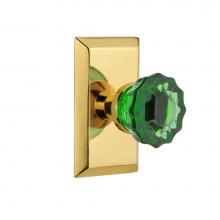 Nostalgic Warehouse 723605 - Nostalgic Warehouse Studio Plate Double Dummy Crystal Emerald Glass Door Knob in Polished Brass