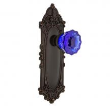 Nostalgic Warehouse 723656 - Nostalgic Warehouse Victorian Plate Double Dummy Crystal Cobalt Glass Door Knob in Timeless Bronze