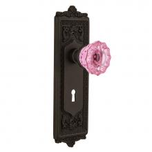 Nostalgic Warehouse 723786 - Nostalgic Warehouse Egg & Dart Plate with Keyhole Double Dummy Crystal Pink Glass Door Knob in