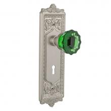 Nostalgic Warehouse 723794 - Nostalgic Warehouse Egg & Dart Plate with Keyhole Double Dummy Crystal Emerald Glass Door Knob