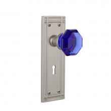 Nostalgic Warehouse 723905 - Nostalgic Warehouse Mission Plate with Keyhole Double Dummy Waldorf Cobalt Door Knob in Satin Nick