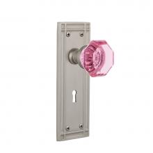 Nostalgic Warehouse 723906 - Nostalgic Warehouse Mission Plate with Keyhole Double Dummy Waldorf Pink Door Knob in Satin Nickel