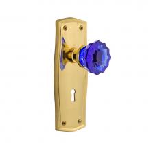 Nostalgic Warehouse 723991 - Nostalgic Warehouse Prairie Plate with Keyhole Double Dummy Crystal Cobalt Glass Door Knob in Unla