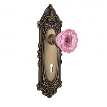 Nostalgic Warehouse 724025 - Nostalgic Warehouse Victorian Plate with Keyhole Double Dummy Crystal Pink Glass Door Knob in Anti