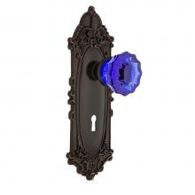 Nostalgic Warehouse 724041 - Nostalgic Warehouse Victorian Plate with Keyhole Double Dummy Crystal Cobalt Glass Door Knob in Ti