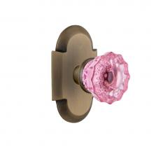 Nostalgic Warehouse 724195 - Nostalgic Warehouse Cottage Plate Privacy Crystal Pink Glass Door Knob in Antique Brass
