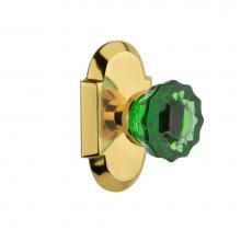 Nostalgic Warehouse 724221 - Nostalgic Warehouse Cottage Plate Privacy Crystal Emerald Glass Door Knob in Polished Brass