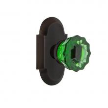 Nostalgic Warehouse 724227 - Nostalgic Warehouse Cottage Plate Privacy Crystal Emerald Glass Door Knob in Timeless Bronze