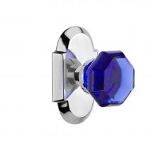 Nostalgic Warehouse 724236 - Nostalgic Warehouse Cottage Plate Privacy Waldorf Cobalt Door Knob in Bright Chrome