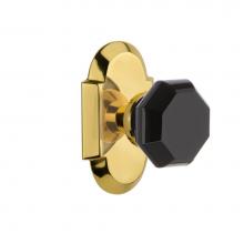 Nostalgic Warehouse 724259 - Nostalgic Warehouse Cottage Plate Privacy Waldorf Black Door Knob in Polished Brass