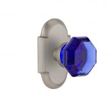 Nostalgic Warehouse 724260 - Nostalgic Warehouse Cottage Plate Privacy Waldorf Cobalt Door Knob in Satin Nickel