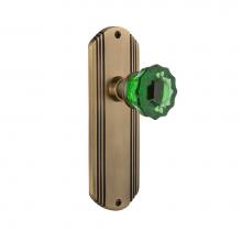 Nostalgic Warehouse 724365 - Nostalgic Warehouse Deco Plate Privacy Crystal Emerald Glass Door Knob in Antique Brass