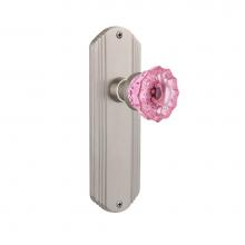 Nostalgic Warehouse 724378 - Nostalgic Warehouse Deco Plate Privacy Crystal Pink Glass Door Knob in Satin Nickel