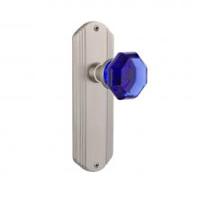 Nostalgic Warehouse 724434 - Nostalgic Warehouse Deco Plate Privacy Waldorf Cobalt Door Knob in Satin Nickel