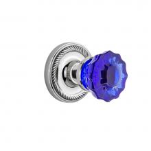 Nostalgic Warehouse 724963 - Nostalgic Warehouse Rope Rosette Privacy Crystal Cobalt Glass Door Knob in Bright Chrome