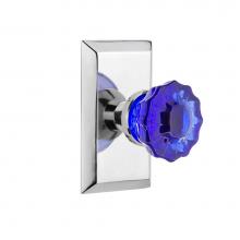 Nostalgic Warehouse 725075 - Nostalgic Warehouse Studio Plate Privacy Crystal Cobalt Glass Door Knob in Bright Chrome