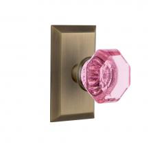 Nostalgic Warehouse 725111 - Nostalgic Warehouse Studio Plate Privacy Waldorf Pink Door Knob in Antique Brass