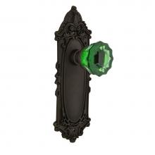 Nostalgic Warehouse 725180 - Nostalgic Warehouse Victorian Plate Privacy Crystal Emerald Glass Door Knob in Oil-Rubbed Bronze