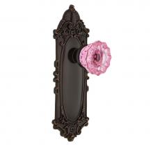 Nostalgic Warehouse 725187 - Nostalgic Warehouse Victorian Plate Privacy Crystal Pink Glass Door Knob in Timeless Bronze