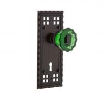 Nostalgic Warehouse 725293 - Nostalgic Warehouse Craftsman Plate with Keyhole Privacy Crystal Emerald Glass Door Knob in Timele