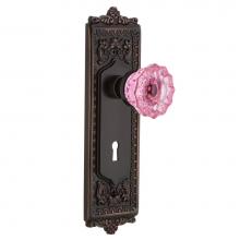 Nostalgic Warehouse 725467 - Nostalgic Warehouse Egg & Dart Plate with Keyhole Privacy Crystal Pink Glass Door Knob in Time