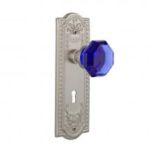 Nostalgic Warehouse 725610 - Nostalgic Warehouse Meadows Plate with Keyhole Privacy Waldorf Cobalt Door Knob in Satin Nickel