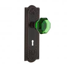 Nostalgic Warehouse 725616 - Nostalgic Warehouse Meadows Plate with Keyhole Privacy Waldorf Emerald Door Knob in Timeless Bronz