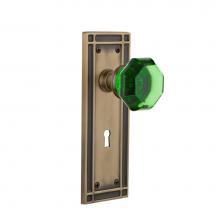 Nostalgic Warehouse 725674 - Nostalgic Warehouse Mission Plate with Keyhole Privacy Waldorf Emerald Door Knob in Antique Brass