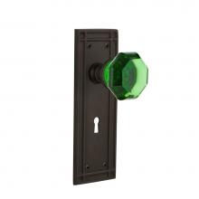 Nostalgic Warehouse 725702 - Nostalgic Warehouse Mission Plate with Keyhole Privacy Waldorf Emerald Door Knob in Oil-Rubbed Bro