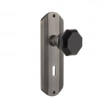 Nostalgic Warehouse 726186 - Nostalgic Warehouse Deco Plate Interior Mortise Waldorf Black Door Knob in Antique Pewter