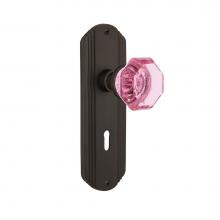 Nostalgic Warehouse 726192 - Nostalgic Warehouse Deco Plate Interior Mortise Waldorf Pink Door Knob in Oil-Rubbed Bronze