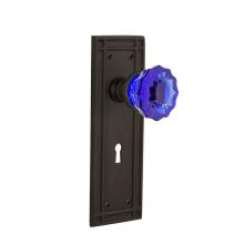 Nostalgic Warehouse 726316 - Nostalgic Warehouse Mission Plate Interior Mortise Crystal Cobalt Glass Door Knob in Oil-Rubbed Br