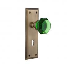 Nostalgic Warehouse 726370 - Nostalgic Warehouse New York Plate Interior Mortise Waldorf Emerald Door Knob in Antique Brass