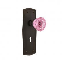 Nostalgic Warehouse 726409 - Nostalgic Warehouse Prairie Plate Interior Mortise Crystal Pink Glass Door Knob in Oil-Rubbed Bron