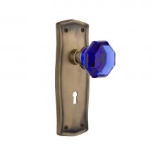 Nostalgic Warehouse 726424 - Nostalgic Warehouse Prairie Plate Interior Mortise Waldorf Cobalt Door Knob in Antique Brass
