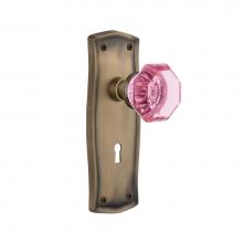 Nostalgic Warehouse 726425 - Nostalgic Warehouse Prairie Plate Interior Mortise Waldorf Pink Door Knob in Antique Brass