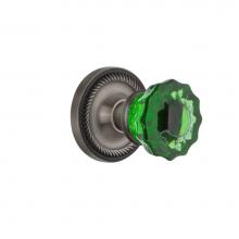 Nostalgic Warehouse 726461 - Nostalgic Warehouse Rope Rosette Interior Mortise Crystal Emerald Glass Door Knob in Antique Pewte