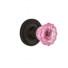 Nostalgic Warehouse 726465 - Nostalgic Warehouse Rope Rosette Interior Mortise Crystal Pink Glass Door Knob in Oil-Rubbed Bronz