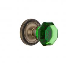 Nostalgic Warehouse 726482 - Nostalgic Warehouse Rope Rosette Interior Mortise Waldorf Emerald Door Knob in Antique Brass