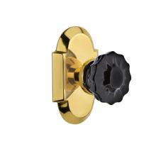 Nostalgic Warehouse 726635 - Nostalgic Warehouse Cottage Plate Passage Crystal Black Glass Door Knob in Polished Brass