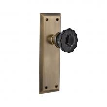 Nostalgic Warehouse 726706 - Nostalgic Warehouse New York Plate Passage Crystal Black Glass Door Knob in Antique Brass