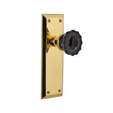 Nostalgic Warehouse 726716 - Nostalgic Warehouse New York Plate Passage Crystal Black Glass Door Knob in Unlaquered Brass