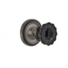 Nostalgic Warehouse 726739 - Nostalgic Warehouse Rope Rosette Passage Crystal Black Glass Door Knob in Antique Pewter