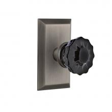 Nostalgic Warehouse 726758 - Nostalgic Warehouse Studio Plate Passage Crystal Black Glass Door Knob in Antique Pewter