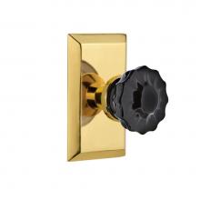 Nostalgic Warehouse 726761 - Nostalgic Warehouse Studio Plate Passage Crystal Black Glass Door Knob in Polished Brass