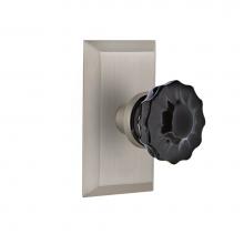 Nostalgic Warehouse 726762 - Nostalgic Warehouse Studio Plate Passage Crystal Black Glass Door Knob in Satin Nickel