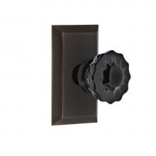 Nostalgic Warehouse 726763 - Nostalgic Warehouse Studio Plate Passage Crystal Black Glass Door Knob in Timeless Bronze