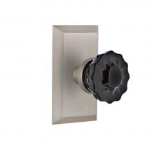 Nostalgic Warehouse 726766 - Nostalgic Warehouse Studio Plate Passage Crystal Black Glass Door Knob in Satin Nickel