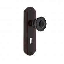 Nostalgic Warehouse 726806 - Nostalgic Warehouse Deco Plate with Keyhole Passage Crystal Black Glass Door Knob in Timeless Bron